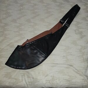 Sash Bag Reversible Black Cognac Brown Vegan Leather Ergonomic Crossbody Bag